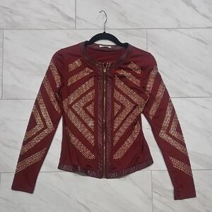 Burgundy Jacket with Gold Accents